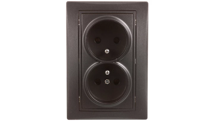 DOMO Gniazdo podwójne kompletne śrubowe 16A 250V grafit 011261141 24916