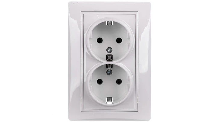 DOMO Gniazdo podwójne Schuko kompletne śrubowe 16A 250V biały 011270102 24740