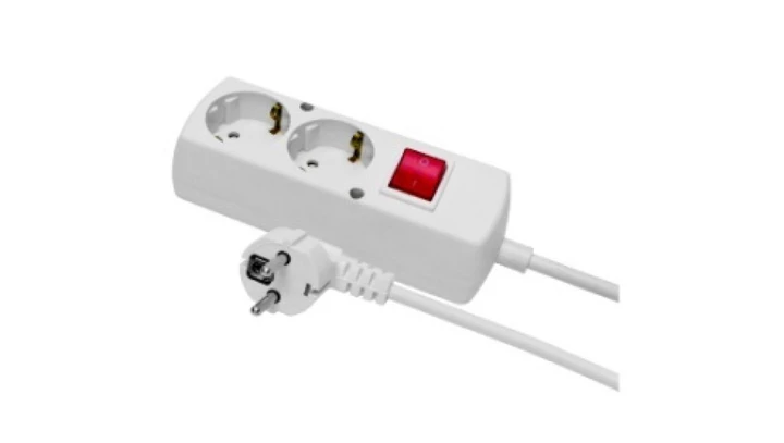 Przedłużacz z wyłącznikiem 2-gniazda z/u Schuko 16A 3m /H05VV-F 3x1,5/ biały PS-270S WS