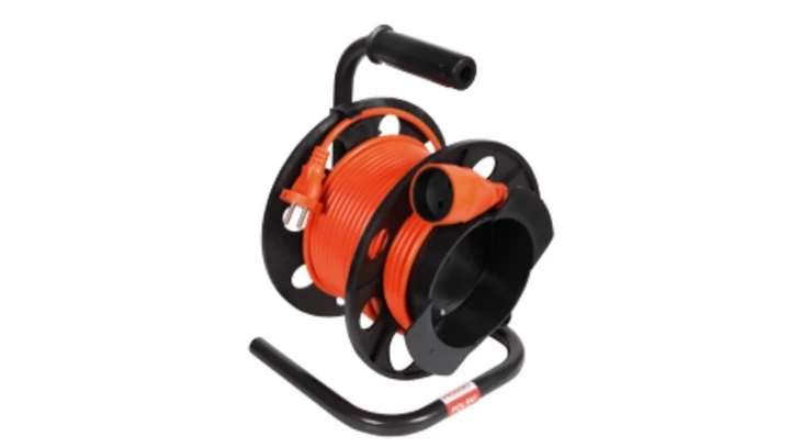 Przedłużacz ogrodowy bębnowy 1-gniazdo b/u 10A 50m /OMY 2x1/ pomarańczowy PS-160