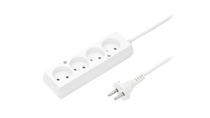 Przedłużacz 4-gniazda b/u 10A 1m /OMY 2x1/ biały PS-460
