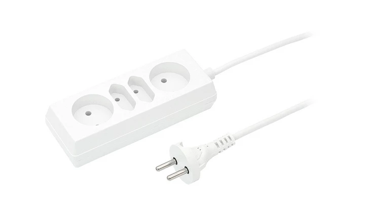 Przedłużacz 2-gniazda b/u + 2xEuro 10A 1,5m /OMY 2x1/ biały PS-462