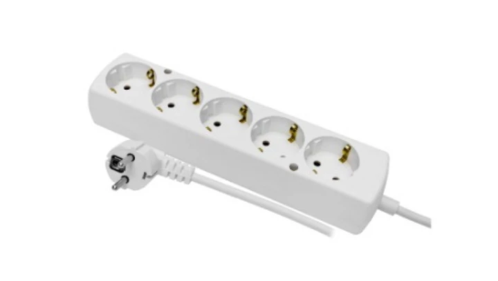 Przedłużacz 5-gniazd z/u Schuko 16A 1,5m /H05VV-F 3x1,5/ biały PS-570S