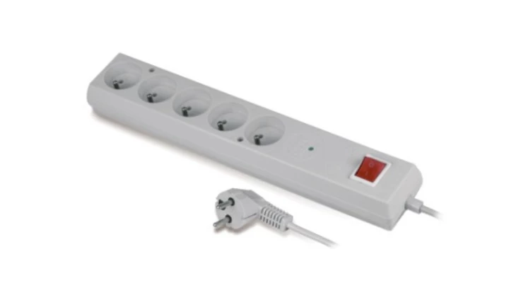 Listwa przeciwprzepięciowa PS-5P 5-gniazd z/u 10A 1,5m /OMY 3x1/ szara