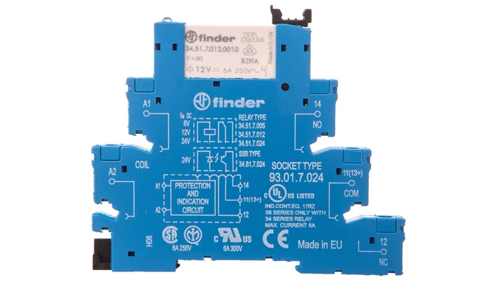 Przekaźnikowy interfejsowy 6,2mm, 1P 6A 12V DC, zaciski śrubowe, 38.51.7.012.0050