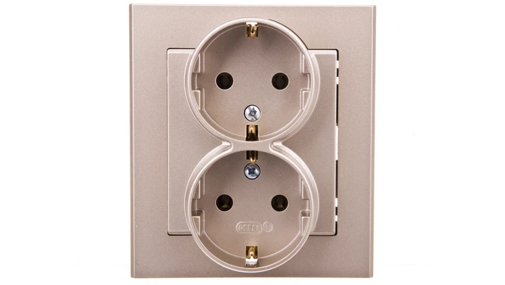 SONATA Gniazdo podwójne z/u Schuko szampański złoty GP-2RS/39