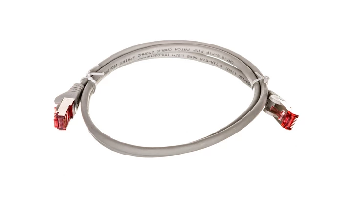 Kabel krosowy patchcord S/FTP (PiMF) kat.6 LSZH szary 1m 50886