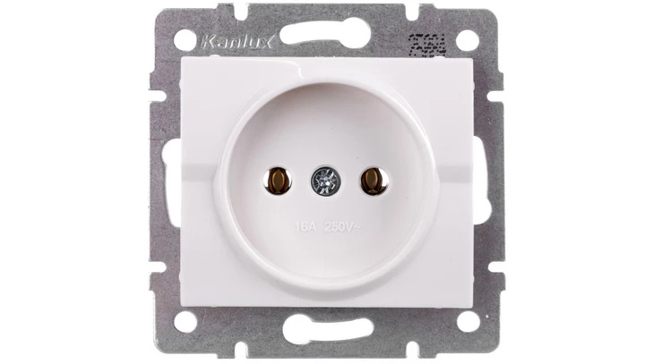 LOGI Gniazdo pojedyncze 2P śrubowe 16A 250V Biały 25084