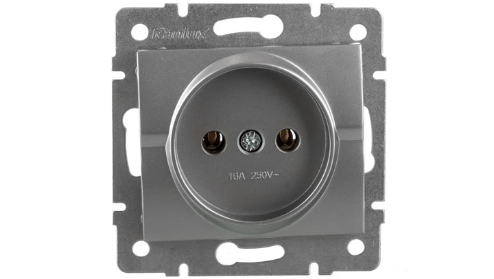 LOGI Gniazdo pojedyncze 2P śrubowe 16A 250V Srebrny 25203