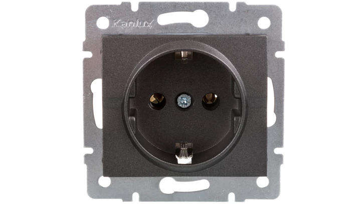 LOGI Gniazdo pojedyncze 2P+Z Schuko śrubowe16A 250V Grafit 25263