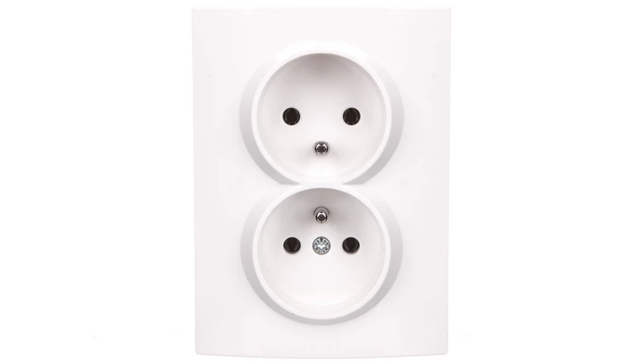 LOGI Gniazdo podwójne 2x2P+Z kompletne śrubowe 16A 250V Biały 25094