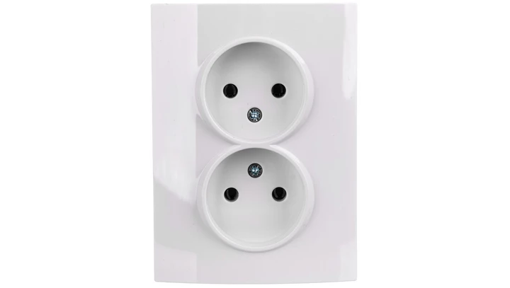 LOGI Gniazdo podwójne 2x2P kompletne śrubowe 16A 250V Biały 25096