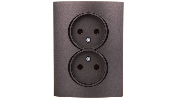LOGI Gniazdo podwójne 2x2P kompletne śrubowe 16A 250V Grafit 25273