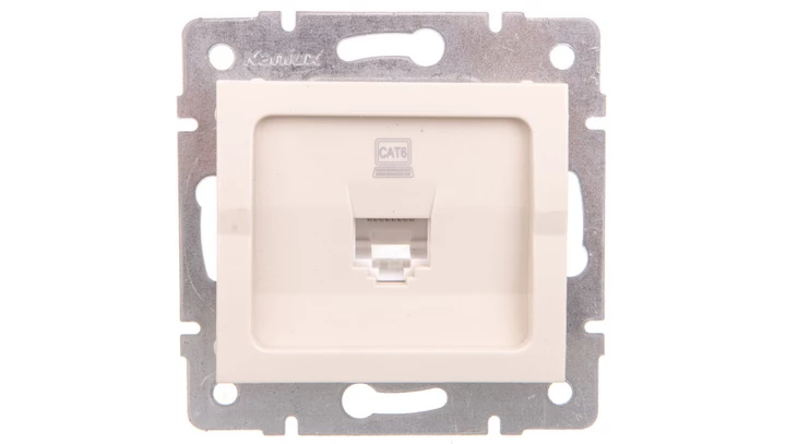 LOGI Gniazdo komputerowe pojedyncze (RJ45Cat 6 Jack) Kremowy 25168