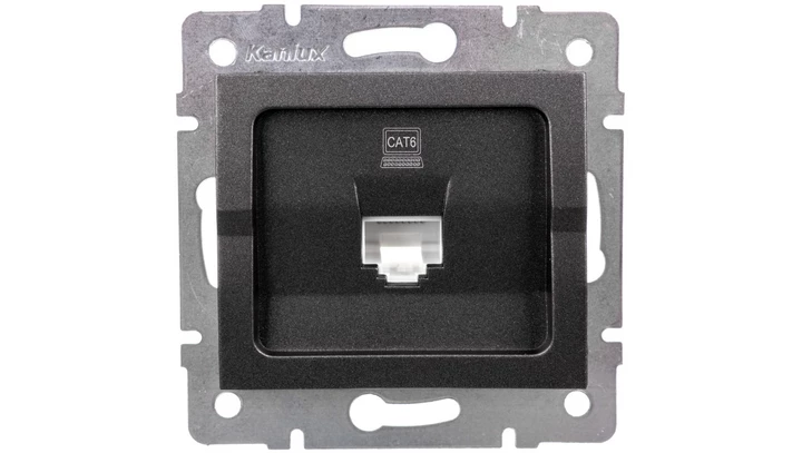 LOGI Gniazdo komputerowe pojedyncze (RJ45Cat 6 Jack) Grafit 25286