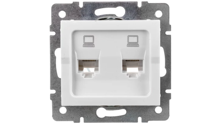 LOGI Gniazdo komputerowe (2xRJ45Cat 5e Jack) niezależne Biały 25110