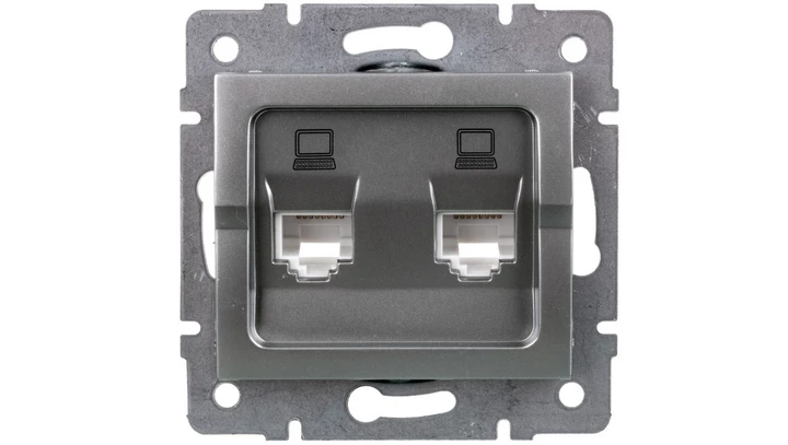 LOGI Gniazdo komputerowe (2xRJ45Cat 5e Jack) niezależne Srebrny 25228