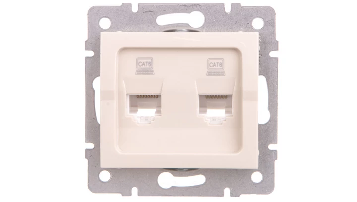 LOGI Gniazdo komputerowe (2x RJ45Cat 6 Jack) niezależne Kremowy 25170