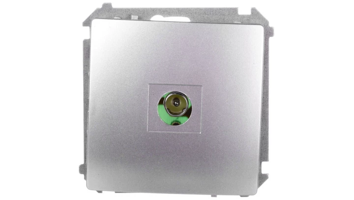 Simon Basic Gniazdo antenowe pojedyncze końcowe srebrny mat BMAK3.01/43