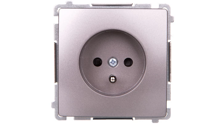 Simon Basic Gniazdo pojedyncze z/u z przesłonami stal inox BMGZ1Z.01/21