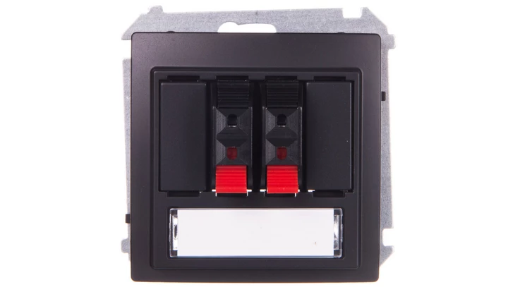 Simon Basic Gniazdo głośnikowe podwójne z polem opisowym grafit matowy BMGL3.01/28