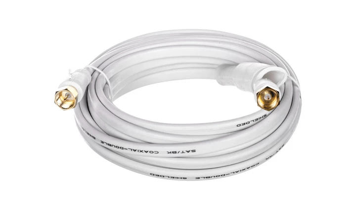 Przewód antenowy satelitarny płaski F 5m biały 67296