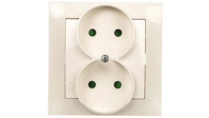 IMPRESJA Gniazdo podwójne b/u z przesłonami ecru GP-2YP/27