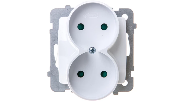 KARO Gniazdo podwójne b/u z przesłonami białe GP-2SRP/m/00