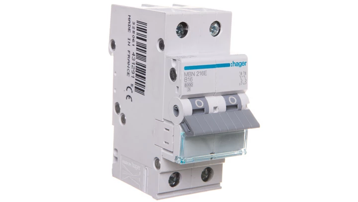 Wyłącznik nadprądowy 2P B 16A 6kA AC MBN216E