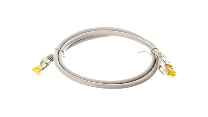 Kabel krosowy patchcord S/FTP (PiMF) kat.6A LSZH szary 1m 91585