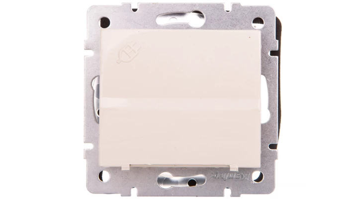 LOGI Gniazdo hermetyczne z klapką 2P+Z IP44 Schuko śrubowe 16A 250V Kremowy 25146