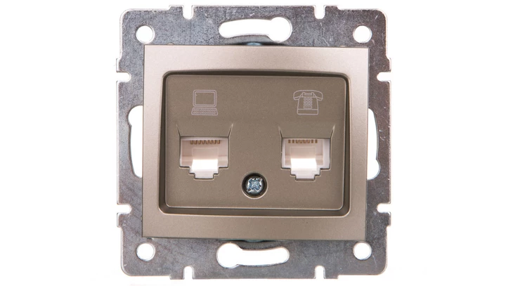 DOMO Gniazdo teleinformatyczne RJ45 Cat 5e+RJ11 szampańskie 011430050 25052