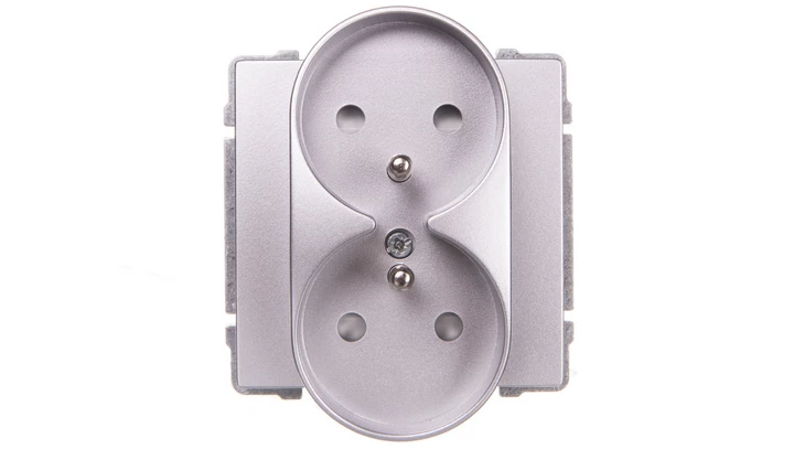 KOS66 Gniazdo podwójne z/u z przesłonami aluminium 664047