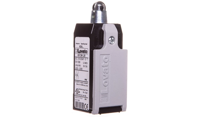 Wyłącznik krańcowy trzpień wciskany z rolką, rolka metalowa, obudowa metalowa, 2Z zestyki wolnoprzełączające KMB2L20