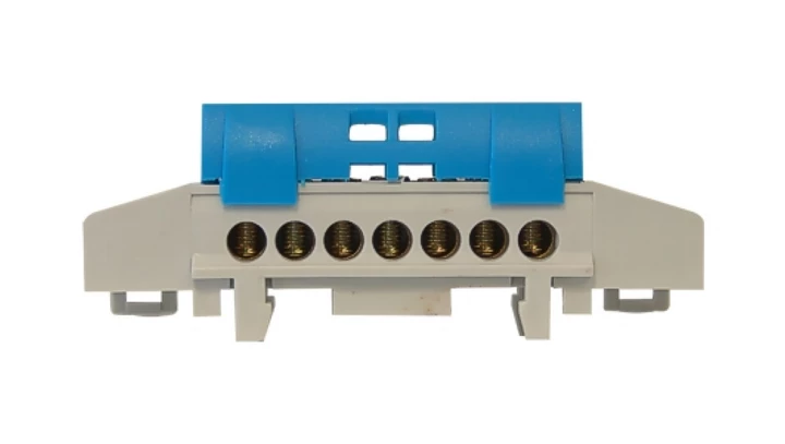 Listwa zaciskowa na szynę 7-torowa niebieska TH35 IP20 E.4170