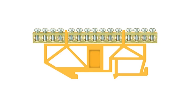 Listwa zaciskowa wysoka na szynę 15-torowa żółta TH35 E.4057