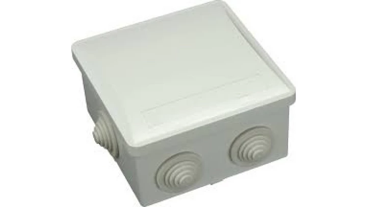 Puszka n/t hermetyczna 80x80x40 klik 6 dławików IP44 szara S-BOX 036O