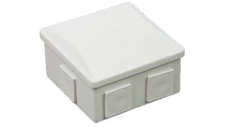 Puszka n/t hermetyczna 80x80x40 klik 6 dławików(kwadrat) IP44 biała S-BOX 036B