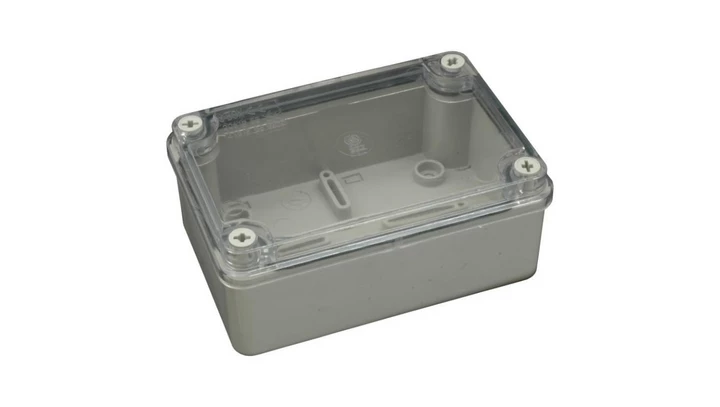 Puszka n/t hermetyczna 120x80x50 bez dławików IP56 pokrywa przezroczysta S-BOX 216-P