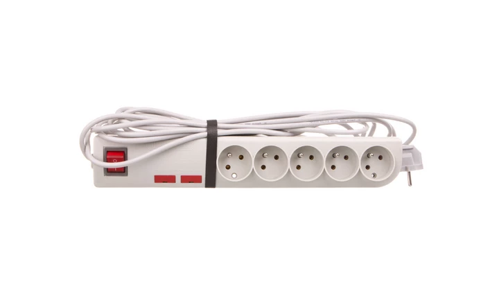 Przedłużacz przeciwprzepięciowy 5-gniazd z/u 5m biały PSF-505