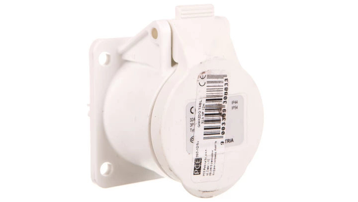 Gniazdo tablicowe 32A 3P 42V 12h białe IP44/54 393-12f9v