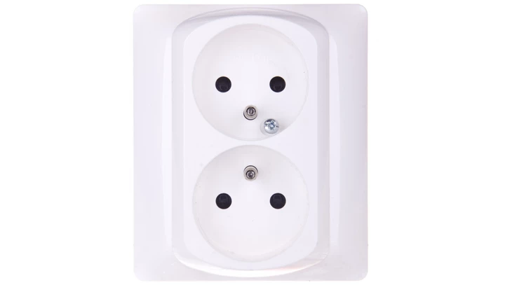 SISTENA LIFE Gniazdo podwójne z/u z przesłonami arctic 771038