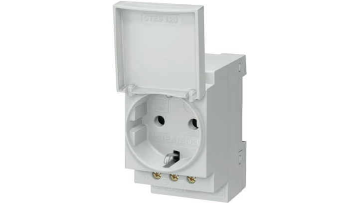 Gniazdo modułowe 2P+Z 16A 230V Schuko na szynę z pokrywką 5TE6801