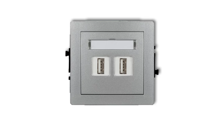 DECO Gniazdo podwójne 2xUSB-AA 3.0 srebrny metalik 7DGUSB-6