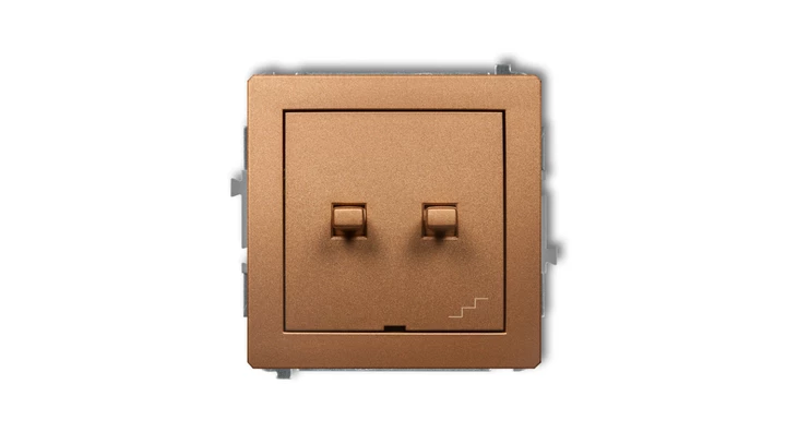 DECO Łącznik jednobiegunowy ze schodowym (wspólne zasilanie) w stylu amerykańskim złoty metalik 8DWPUS-10.1