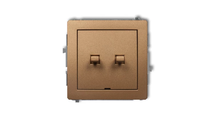 DECO Przycisk świecznikowy (dwa klawisze, bez piktogramów, wspólne zasilanie) w stylu amerykańskim złoty metalik 8DWPU