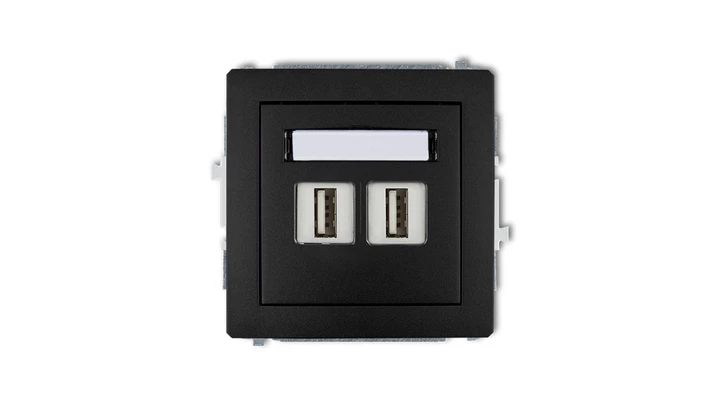 DECO Gniazdo podwójne 2xUSB-AA 3.0 czarny mat 12DGUSB-6