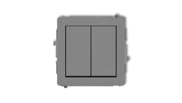 DECO Łącznik jednobiegunowy ze schodowym (osobne zasilanie) szary mat 27DWP-10.2