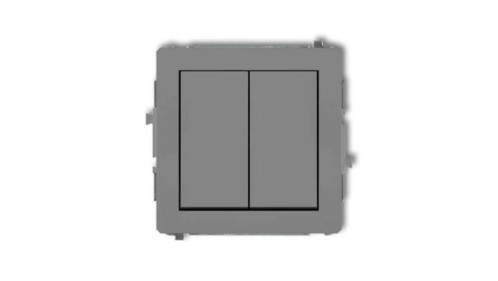 DECO Przycisk dwubiegunowy (dwa klawisze bez piktogramów, osobne zasilanie) szary mat 27DWP-44.2