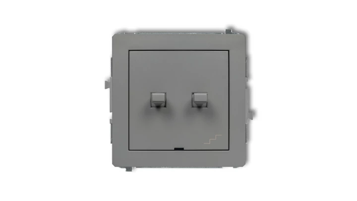 DECO Łącznik jednobiegunowy ze schodowym (wspólne zasilanie) w stylu amerykańskim szary mat 27DWPUS-10.1